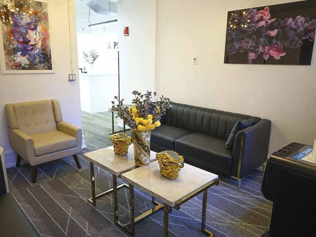 Private waiting room at Penile Enhancement Center of New York for penile filler consultations