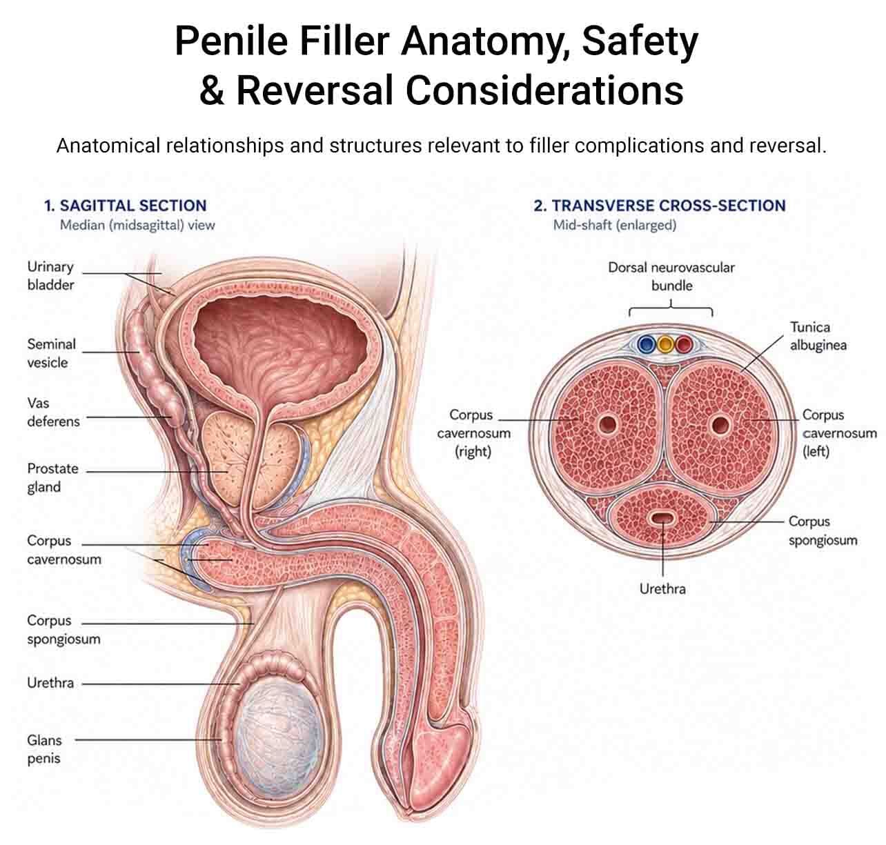 Penile filler anatomy and safety considerations for complications correction and reversal options