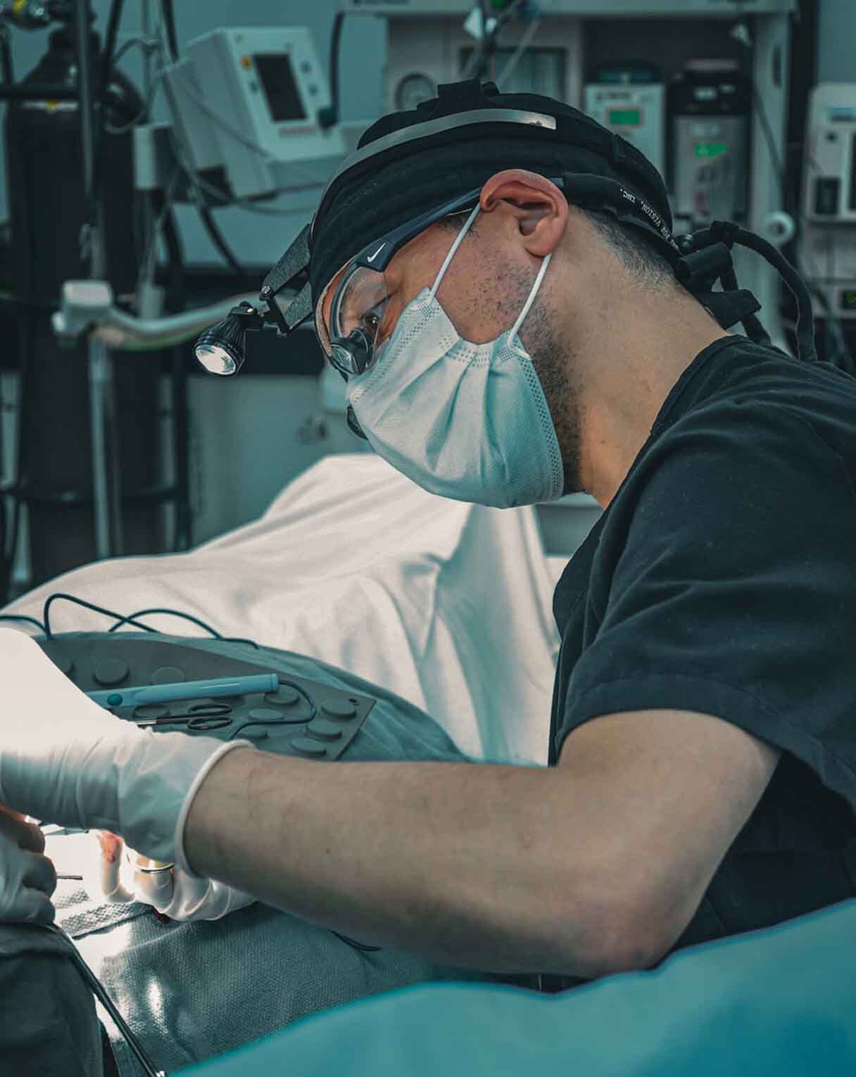 Dr. David Shokrian performing pubic lift surgery in a New York operating room