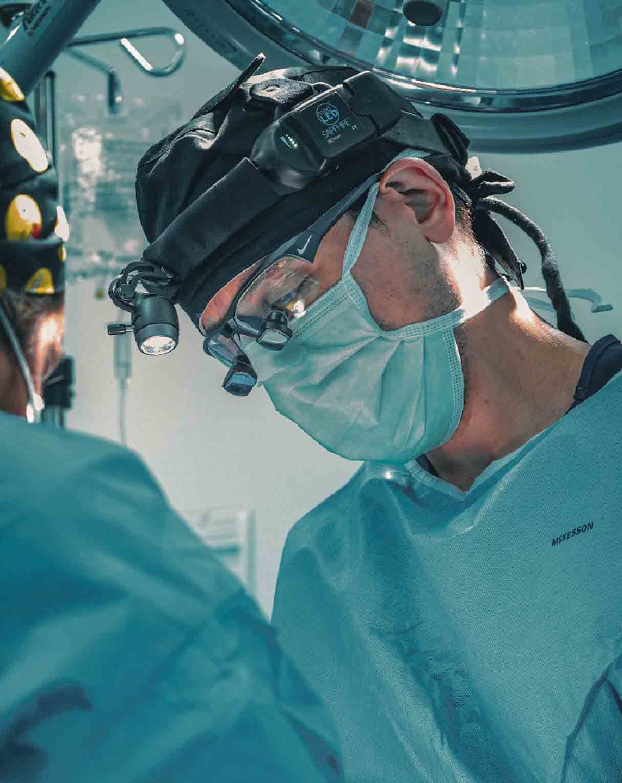 Dr. David Shokrian performing scrotoplasty surgery in a New York operating room